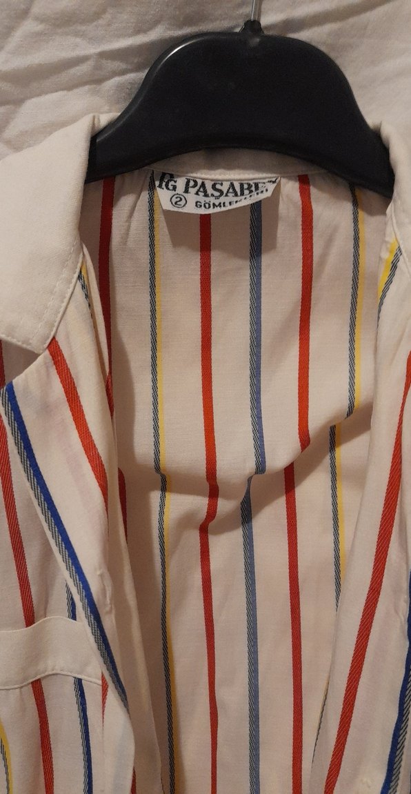 Çok Renkli Çizgili Pamuklu Gömlek - Görsel 2