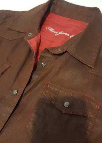 Kahverengi Deri Görünümlü Gömlek - Görsel 4