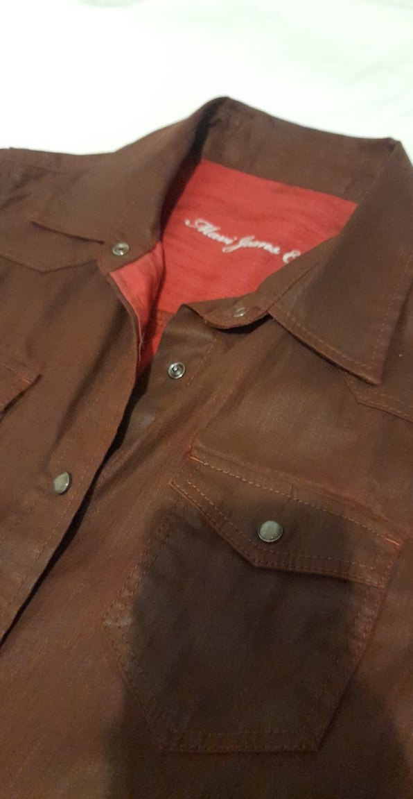 Kahverengi Deri Görünümlü Gömlek - Görsel 4