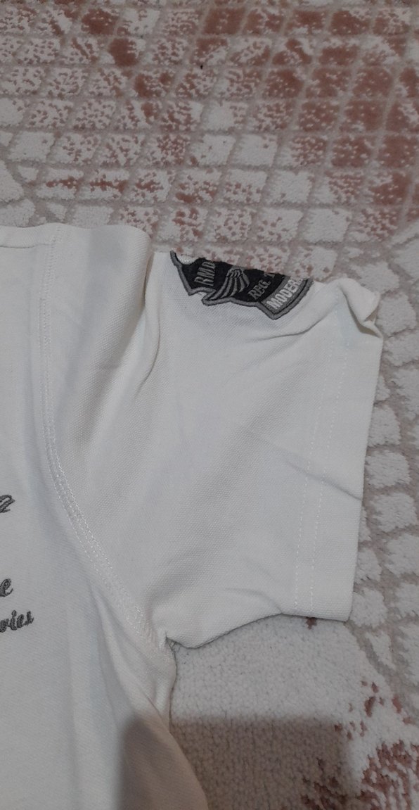 Beyaz Baskılı Kısa Kollu Polo Tişört - Görsel 3