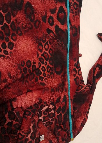 Bordo leopar Uzun Kollu Bluz - Görsel 3