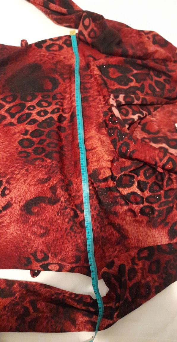 Bordo leopar Uzun Kollu Bluz - Görsel 2