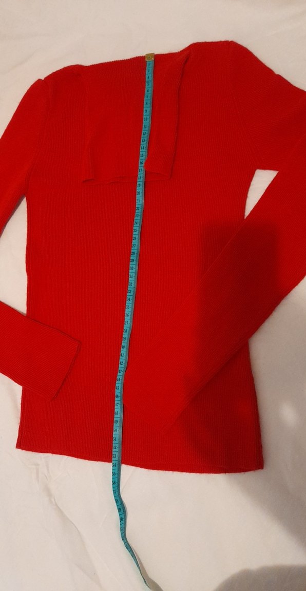 Kırmızı Uzun Kollu Kadın Kazak - Görsel 2