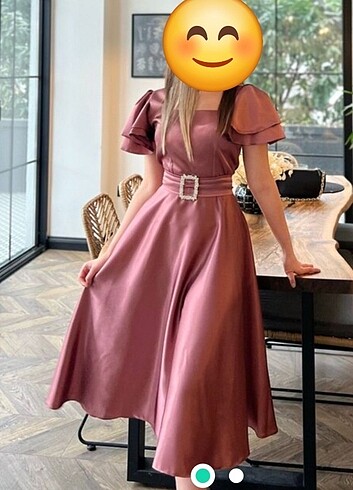 Gül kurusu saten elbise 
