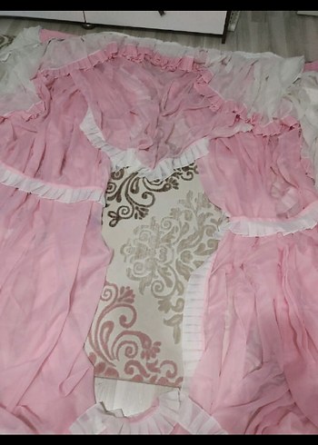 dantelli Pembe Yatak Örtüsü Seti - Görsel 7