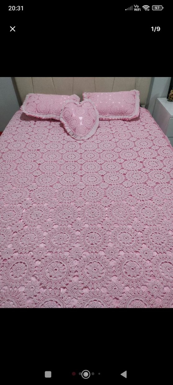 dantelli Pembe Yatak Örtüsü Seti - Görsel 2