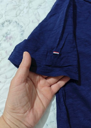 Erkek Lacivert V Yaka Kısa Kollu Tişört - Görsel 5