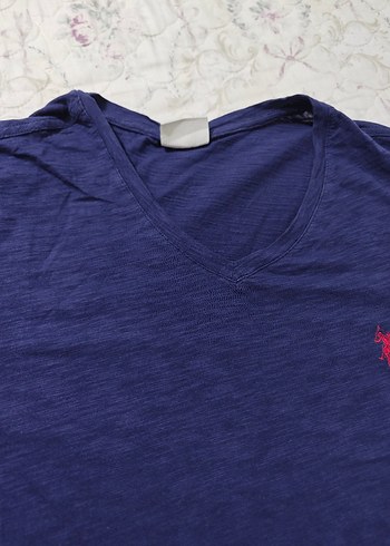 Erkek Lacivert V Yaka Kısa Kollu Tişört - Görsel 4