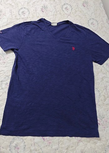 Erkek Lacivert V Yaka Kısa Kollu Tişört - Görsel 2