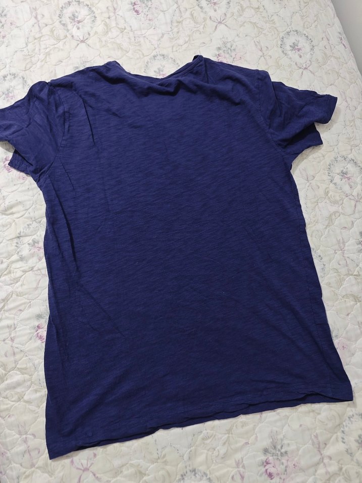 Erkek Lacivert V Yaka Kısa Kollu Tişört - Görsel 3