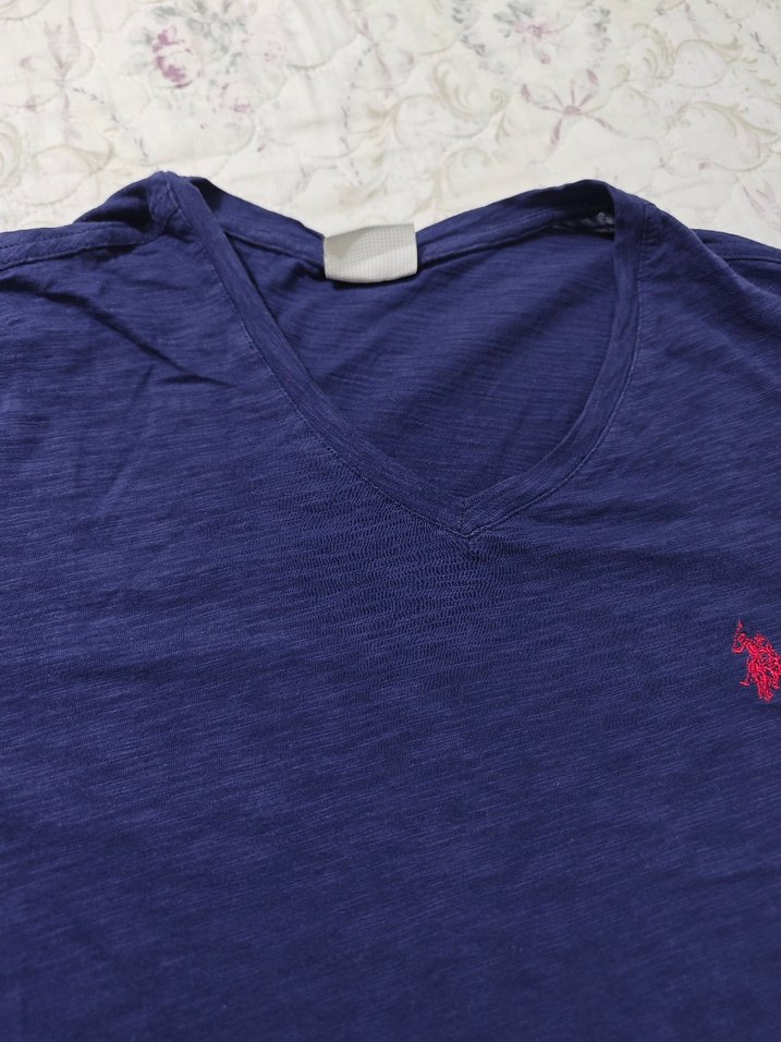 Erkek Lacivert V Yaka Kısa Kollu Tişört - Görsel 4