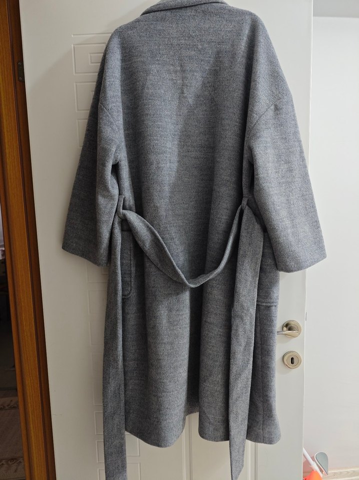 Gri Uzun Kışlık Kaban - Görsel 3