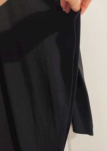 Siyah Uzun Kollu Asimetrik Keten Tunik - Görsel 5