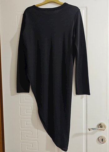 Siyah Uzun Kollu Asimetrik Keten Tunik - Görsel 2