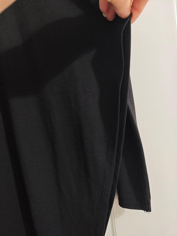 Siyah Uzun Kollu Asimetrik Keten Tunik - Görsel 5