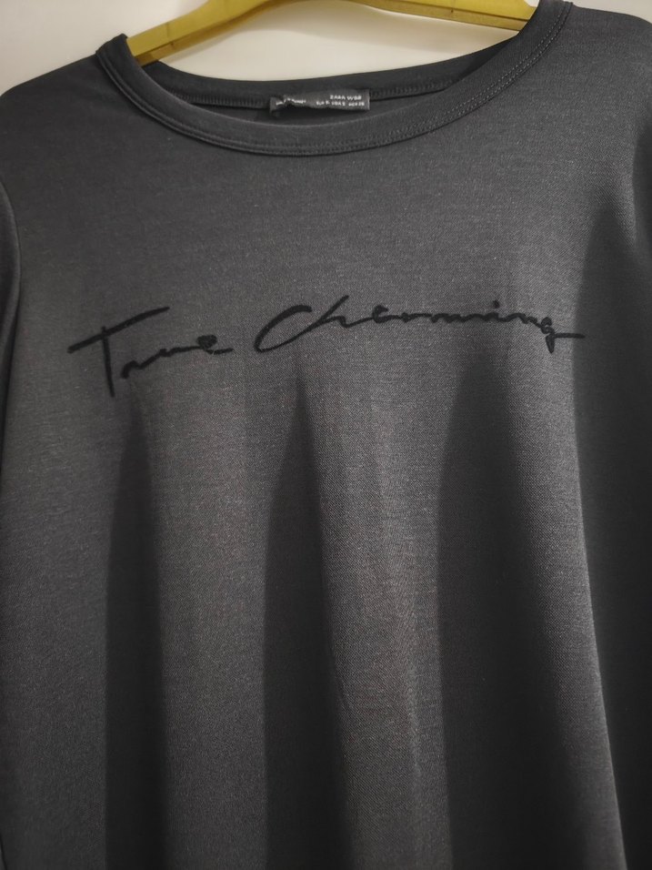 Siyah Uzun Kollu Asimetrik Keten Tunik - Görsel 3