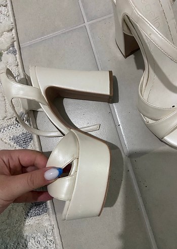 Beyaz Platform Topuklu Kadın Abiye, Gelin Ayakkabısı - Görsel 2