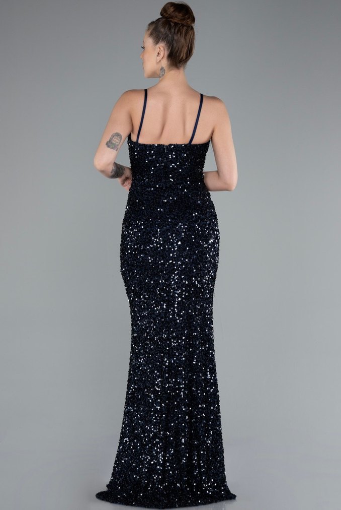 Lacivert Uzun Abiye - Görsel 2