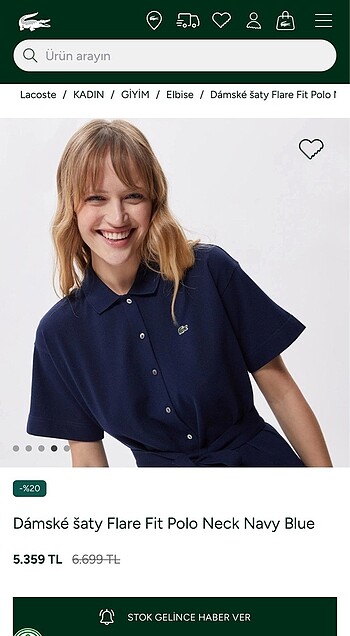 xs Beden Lacoste orjinal kumaş elbise