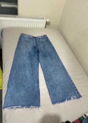 Mango Gri Mavi Salaş Midi Kadın Kot Pantolon