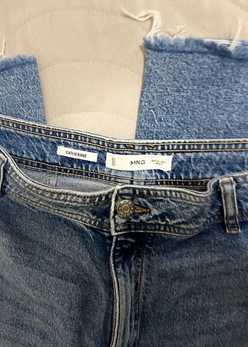 38 Beden Gri Mavi Salaş Midi Kadın Kot Pantolon