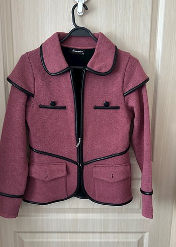 Bordo Düğmeli Kısa Kadın Ceket