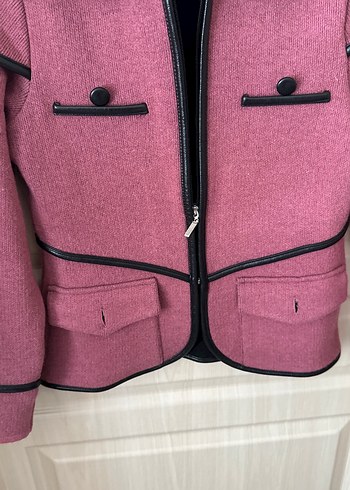 m Beden bordo Renk Bordo Düğmeli Kısa Kadın Ceket