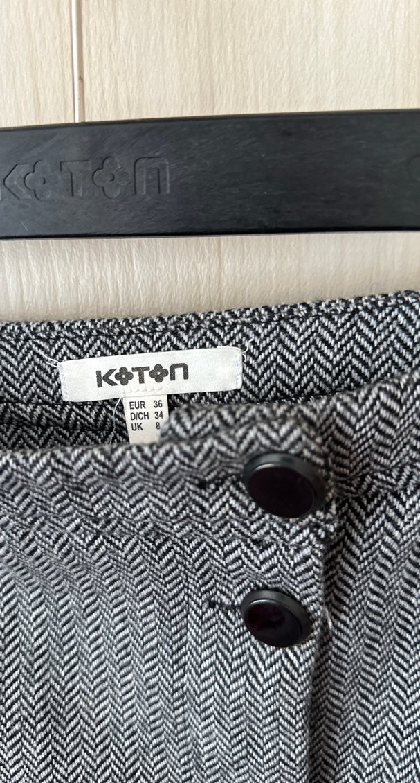 Düğmeli Gri Mini Etek - Görsel 4