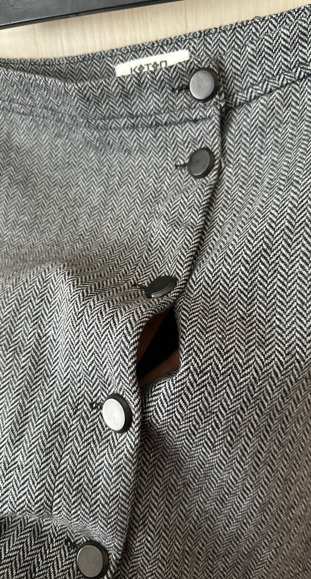 Düğmeli Gri Mini Etek - Görsel 3