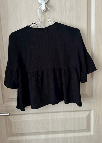 Nakışlı V Yakalı Siyah Örgü Bluz - Görsel 5