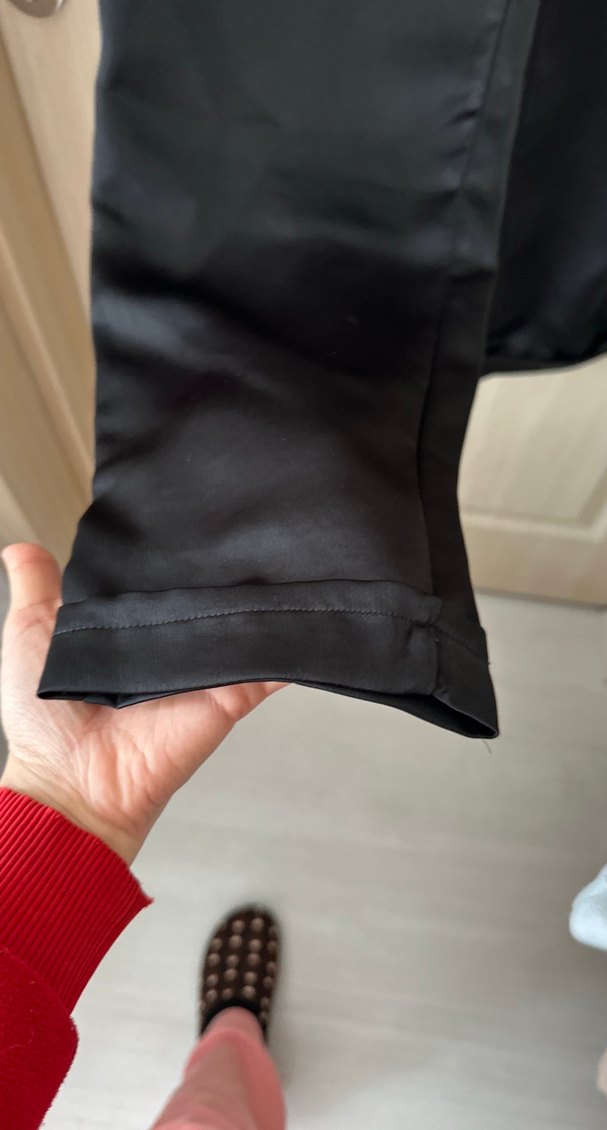 Düğmeli Siyah Midi Kadın Kumaş Pantolon - Görsel 3