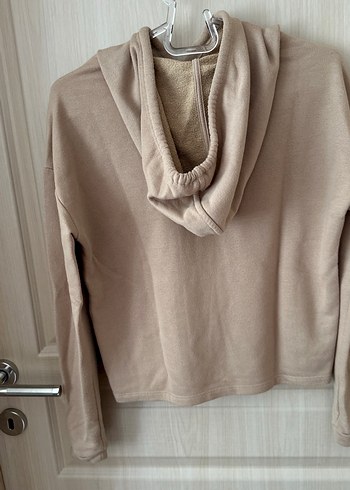 Bej Kapüşonlu Baskılı Kadın Sweatshirt - Görsel 4