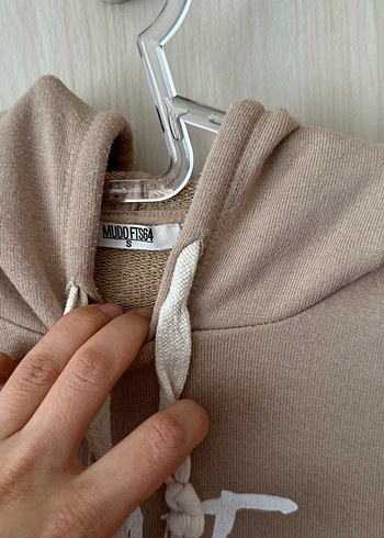 Bej Kapüşonlu Baskılı Kadın Sweatshirt - Görsel 3