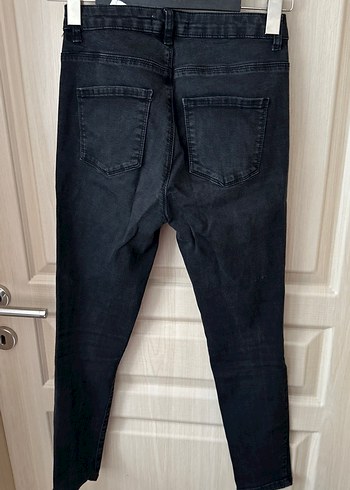 Siyah Kadın Dar Kesim Midi Denim Pantolon - Görsel 7