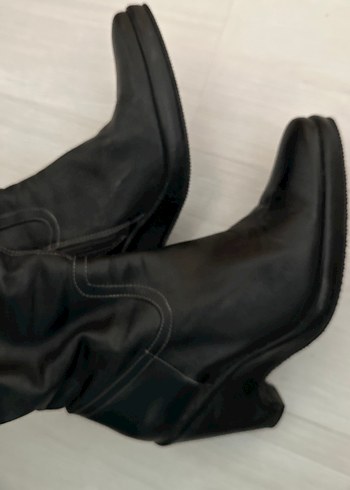 Kadın Siyah Deri Dolgu Topuklu Dizüstü Çizme - Görsel 6