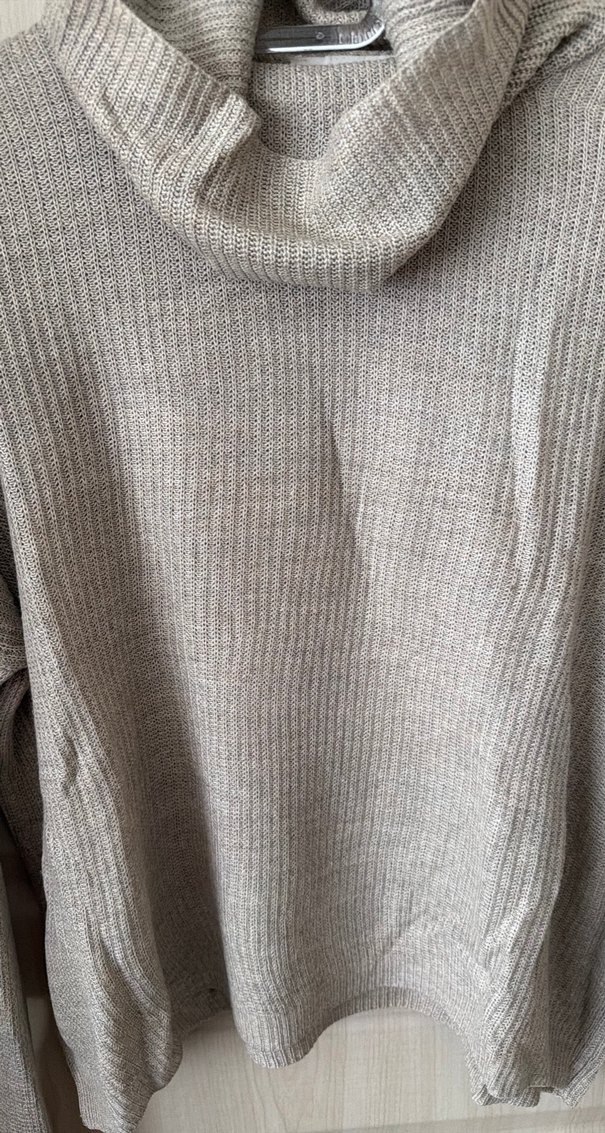 Bej Kadın Boğazlı Triko Kazak - Görsel 2