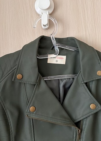 Siyah Kadın Deri Biker Ceket - Görsel 4