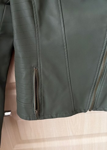 Siyah Kadın Deri Biker Ceket - Görsel 3