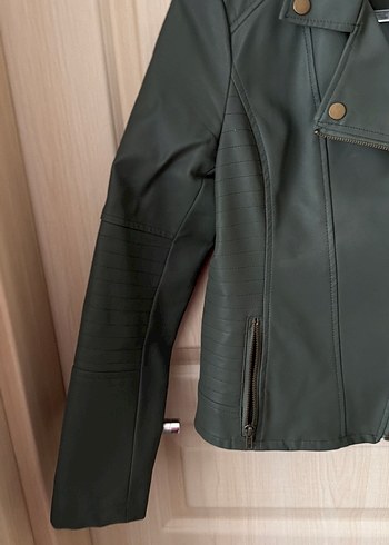 Siyah Kadın Deri Biker Ceket - Görsel 2