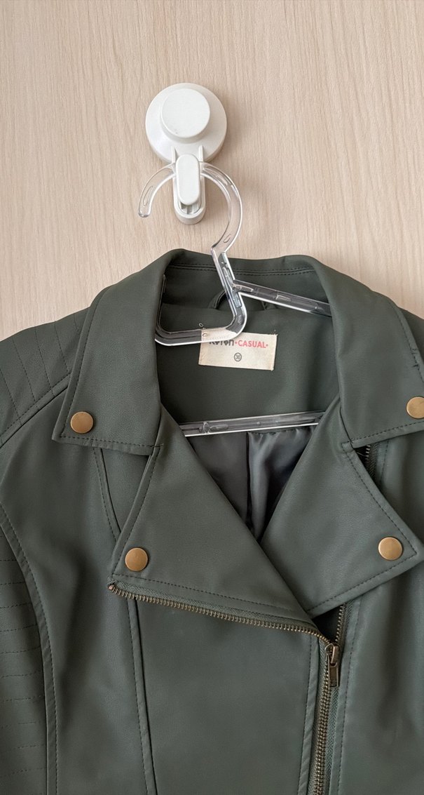 Siyah Kadın Deri Biker Ceket - Görsel 4