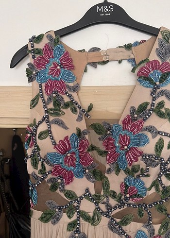 Nakışlı, Piliseli Bohem Uzun Abiye Elbise - Görsel 2