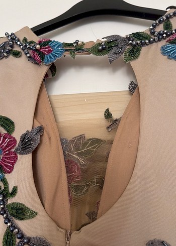 Nakışlı, Piliseli Bohem Uzun Abiye Elbise - Görsel 9