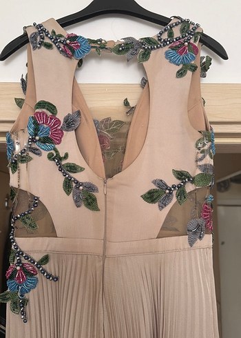 Nakışlı, Piliseli Bohem Uzun Abiye Elbise - Görsel 7