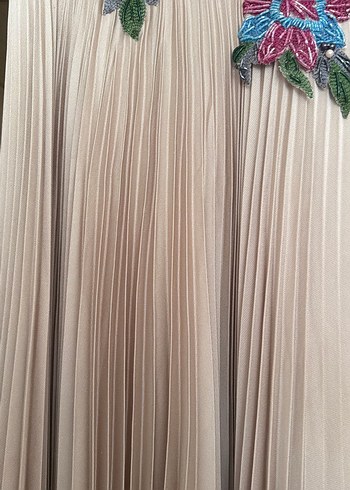 Nakışlı, Piliseli Bohem Uzun Abiye Elbise - Görsel 5