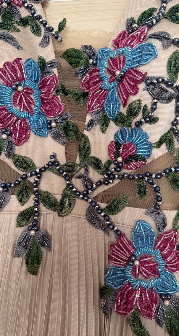 Nakışlı, Piliseli Bohem Uzun Abiye Elbise - Görsel 4