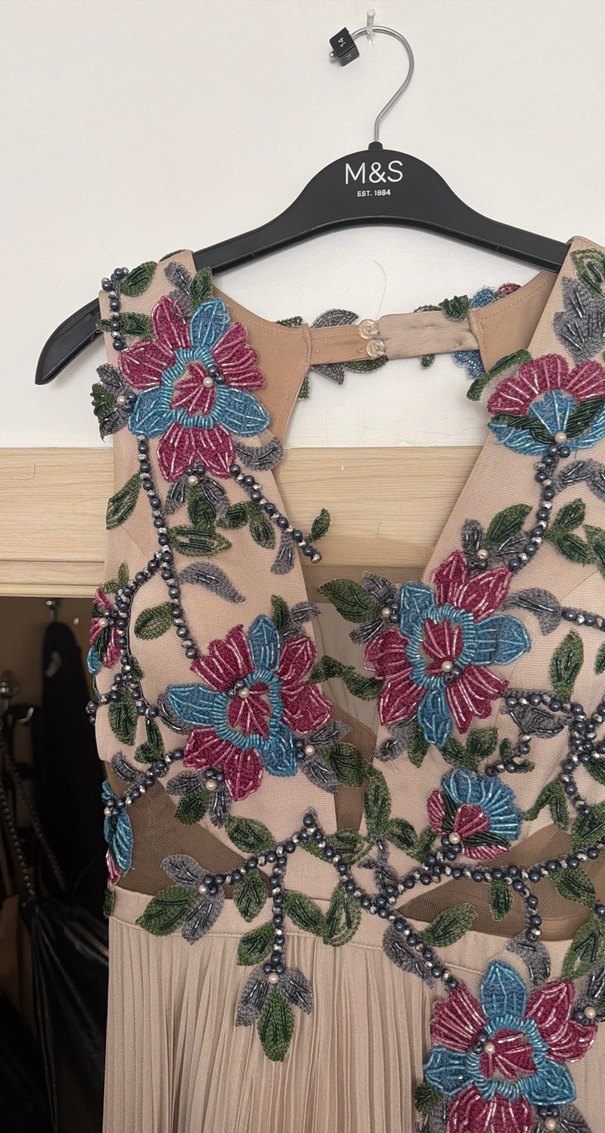 Nakışlı, Piliseli Bohem Uzun Abiye Elbise - Görsel 2