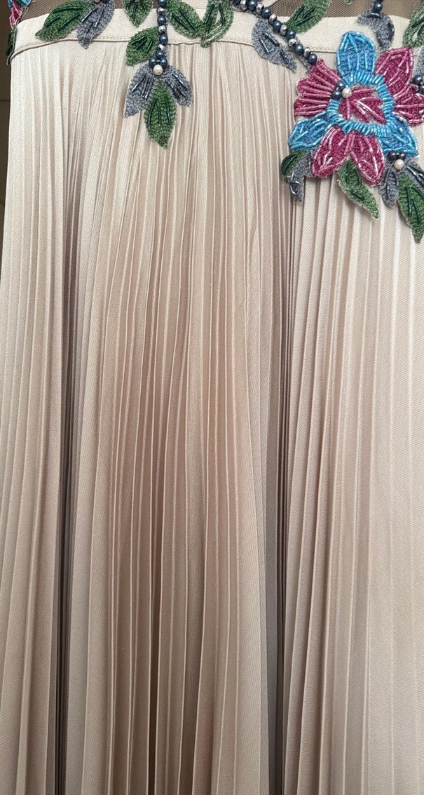 Nakışlı, Piliseli Bohem Uzun Abiye Elbise - Görsel 5