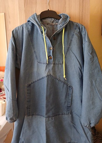 xl Beden mavi Renk Düğmeli Gri Mavi Midi Denim Ceket