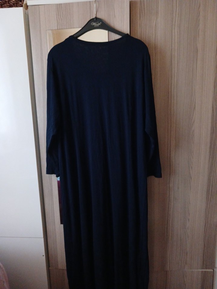 Lacivert Drapeli Uzun Kollu Kadın Elbise - Görsel 2