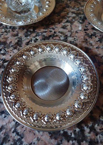 Neva Gümüş Gümüş Detaylı 3'lü Çay Seti